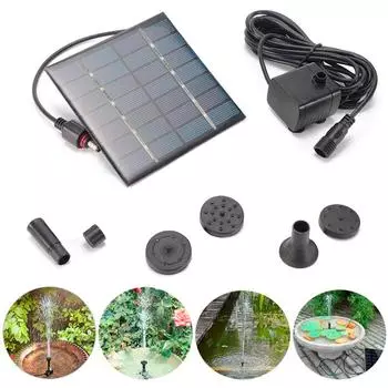 Solar Fountain Pump with 4 Spraying Nozzles Bird Bath Fountain for Pools Courtyard Landscape Fountain Outdoor Garden Pond Founta чёрный