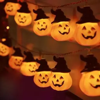 Solar LED Hallowen String Light Terror Skull And Pumpkin Colorful Wind Chime Lamp Outdoor Waterproof Solar Light For Hallowen 1.5M 10LED