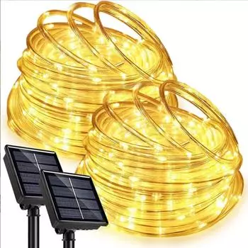 Solar LED Rope Lights Deck Outdoor Waterproof Garden String Lights Waterproof Light Belt Christmas Patio Tree Party Decor Lamp 7M-50LED