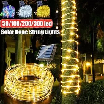 Solar LED Rope Lights Deck Outdoor Waterproof Garden String Lights Waterproof Light Belt Courtyard Christmas Atmosphere Decor 7M-50LED