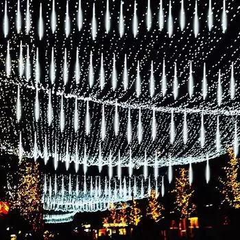 Solar Led String Lights 30CM Meteor Shower Fairy Lights Garland Christmas Light Tree Decorations Outdoor Garden Street Lamp 30cm - 8 tubes