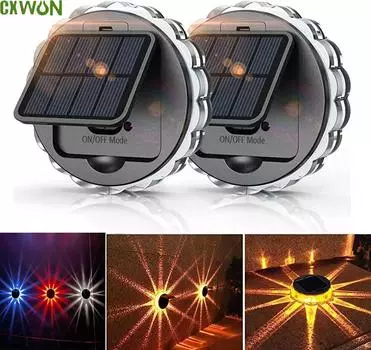 Solar Light Outdoor waterproof Solar Powered LED Lights Hanging Decorative Step Lighting Garden Light for Yard RGB LED Lamp 2 PCS