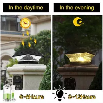 Solar Post Lights Waterproof Outdoor Cap Lamp for Wooden Posts White/Warm White LED Lighting For Deck Patio Garden Decor Fence