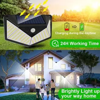 Solar Power Light Refletor Spotlights 220 LED Outdoor Waterproof for Garden Decoration Motion Sensor Security Camping Solar Lamp
