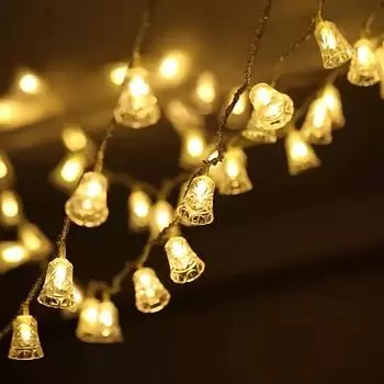 Solar-Powered LED Bell Mushroom String Lights Outdoor Christmas Fairy Strip Lights For 2025 Garden Festive Home New Year Decor 20leds