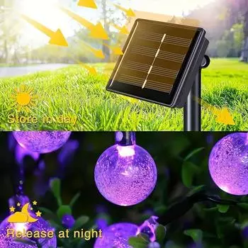 Solar Powered Purple Bubble Ball Lights 8 Functions Perfect For Halloween Christmas Decor Outdoor Garden And Porch Festive Light