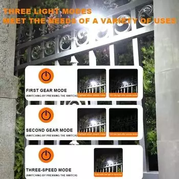 Solar Powered Super Bright Lighting Lamp Waterproof Outdoor Security Lamp Motion Sensor LED Street Light for Camping Patio Yard