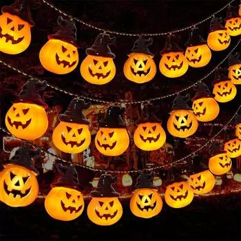 Solar Pumpkin Lights for Halloween Decorations Outside Newest Spooky Pumpkin Lights String for Outdoor Halloween Yard Decoration 3.5m 10 leds теплый белый