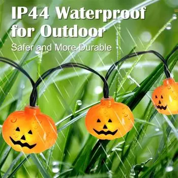 Solar Pumpkin String Lights Outdoor Waterproof Solar Backyard Patio Light Halloween Decoration Lawn Garden Party Holiday 660 Solar 5M 20LED