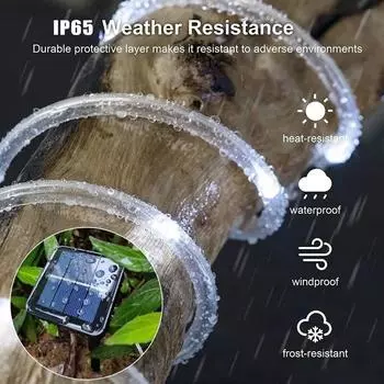 Solar Rope Lights Solar LED Light Path Deck Outdoor Garden Solar String Lights Waterproof Outdoor Lighting Strips 8 Light Modes 7m 50led