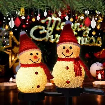 Solar Snowman Lamp Christmas Lawn Lamp Courtyard Plug in Lamp Waterproof Holiday Decoration Atmosphere Landscape Lamp 1pcs жёлтый