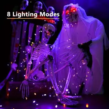 Solar String Lights Orange And Purple Halloween Solar String Lights DIY Decoration for Halloween Parties For Garden Yard Party