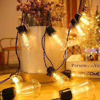 Solar String Lights Outdoor Waterproof 20 Bulbs Festoon Fairy Lights Street Garland LED Garden Lamp For Chrismas Party Camping 220V-EU Plug