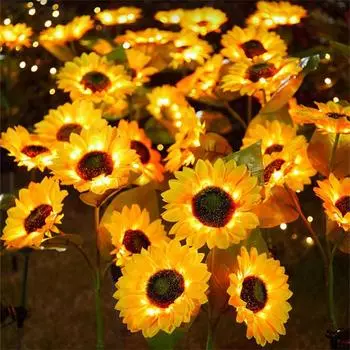 Solar Sunflowers LED Light Outdoor Waterproof Home Flower Lamp Courtyard Pathway Garden Decoration Lamp Lawn Landscape Lighting