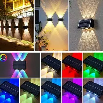 Solar Wall Lamp Outdoor Solar Lights Waterproof Up And Down Luminous Sunlights Home Balcony Yard Decor Garden Solar Wall Light 1PC