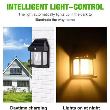 Solar Wall Street Lamp Waterproof Warm Light With Sensor Garden Decoration Solar Powered Led Outdoor Lighting Country House