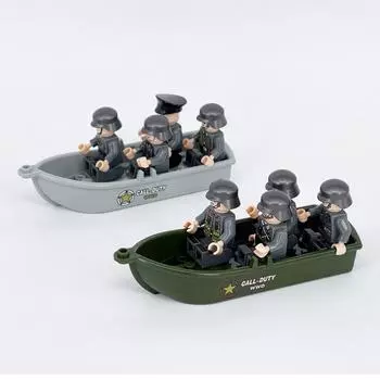 Солдаты, морская пехота, камуфляжная лодка, военные строительные блоки, аксессуары для минифигурок, игрушки «сделай сам», мини-резиновая лодка, модель лодки, кирпичные игрушки для детей серый