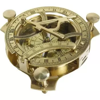 Solid Brass Sundial Compass 3 inche - Antique Showpiec Sun Dial Rustic Vintage Home Decor Gifts Golden Polish Unique Gift for Travelers