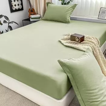 Solid Brushed Bed Sheet Set,Premium Fitted Sheet and Pillowcases,Soft Sateen Finish for Luxurious Comfort,Easy Care 90x200cm(35x79 in)