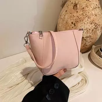 Solid Color Foreign Style Shoulder Messenger Bag Women S Spring Versatile Leisure Bag Bucket Bag Women белый