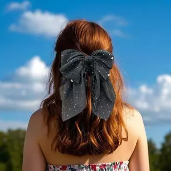 Solid Color Long Ribbon Bow Hairpin Large Barrette Hair Clip For Women Girls Hairgrip Headwear Hair Accessories