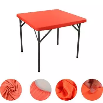 Solid Color Stain-Resistant Tablecloth Elastic Table Protector Picnic Table Cloth Party Decor оранжевый