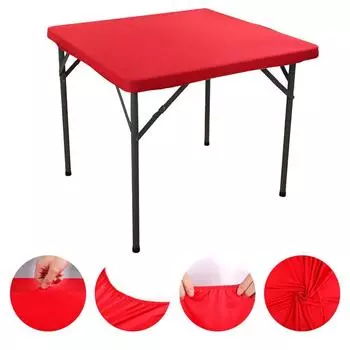 Solid Color Stain-Resistant Tablecloth Elastic Table Protector Picnic Table Cloth Party Decor красный