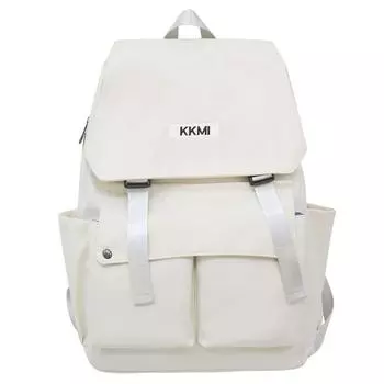Solid Simple Color Letter Decoration Student Backpack For Daily And School Use