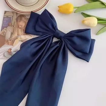 Solid Soft Satin Large Bow Ribbon Hair Clip For Women Girls Sweet Ornament Headbands Hairpin Barrette Fashion Hair Accessories