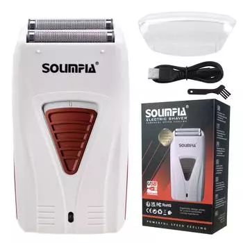 SOLIMPIA Foil Shaver Электрическая профессиональная бритва-триммер для бороды Бритва с двумя лезвиями Возвратно-поступательная бритва Smart Anti-clamp серый