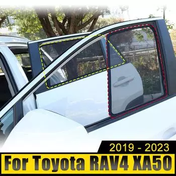 Солнцезащитная сетка для бокового окна автомобиля для Toyota RAV4 XA50-2022 2023 RAV 4 Hybrid, автоматический солнцезащитный козырек на окно чёрный