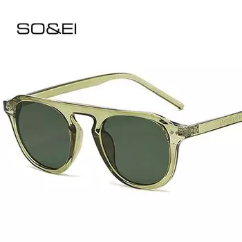 Солнцезащитные очки SO&EI Retro Square Rivets, мужские модные темно-зеленые оттенки, UV400, трендовые женские солнцезащитные очки As the picture черный серый