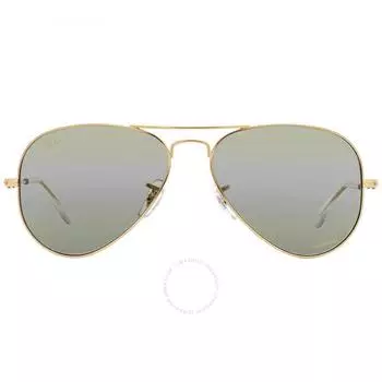 Солнцезащитные очки унисекс Ray Ban Aviator Chromance поляризованные серебристо-зеленые RB3025 9196G4 55