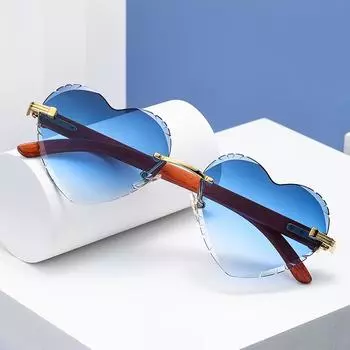 Солнцезащитные очки в форме сердца в стиле панк, мужские модные винтажные солнцезащитные очки в маленькой оправе, безрамочные очки UV 400