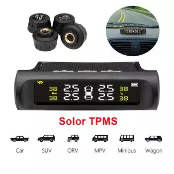 Солнечная TPMS автомобильные датчики давления в шинах система мониторинга бортовой компьютер комплект цифровой внедорожный внедорожник 4x4 MPV автомобильные аксессуары чёрный