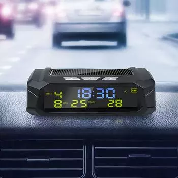 Солнечные автомобильные часы с ЖК-дисплеем даты и времени в автомобиле, цифровые часы для украшения автомобиля