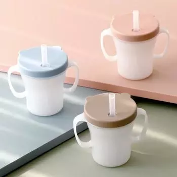 Соломенная чашка Edison baby с защитой от проливания 1+1, CU3567+CU3543 бежевый+розовый
