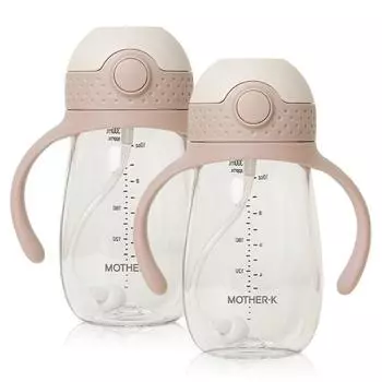 Соломенная чашка Mother K Infant Hug Weight Weight 300 мл, 2 шт, розово-бежевый