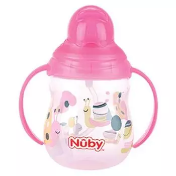 Соломенная чашка Nubi Click It Cute Chu 270 мл, розовый, 1 шт.