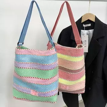 Соломенная сумка из ротанговой ткани, сумка на плечо ручной работы, новая пляжная сумка для детей