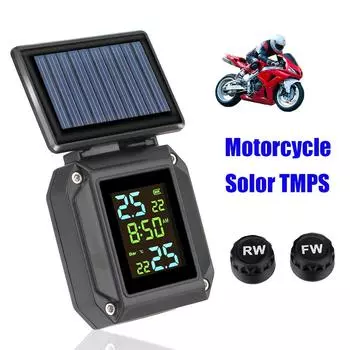 Solor USB зарядка система контроля давления в шинах сигнализация температуры шин 2 внешних датчика беспроводной мотоцикл TPMS ЖК-дисплей Tyre pressure guage