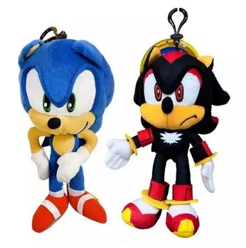 Sonic the Hedgehog Shadow и Sonic 8 Plush Clips с небольшим мешочком на молнии - 2 шт. (1 шт. каждого)
