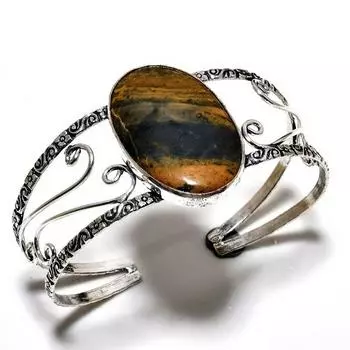 Sonora Sunrise Gemstone 925 Посеребренный браслет-манжета ручной работы