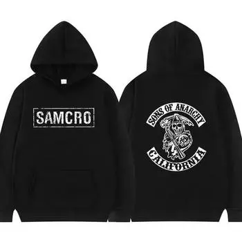Sons of Anarchy SAMCRO уличная одежда с двусторонним принтом для мужчин и женщин Harajuku брендовая дизайнерская толстовка с капюшоном мужские большие толстовки с капюшоном L чёрный