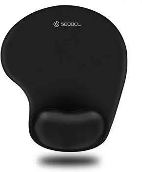 Soqool Mouse Pad with Integrated Wrist Memory Foam Wrist Ergonomic Wrist Durable Rest, Rest, Cushion, Anti-Slip, Washable, (Black)