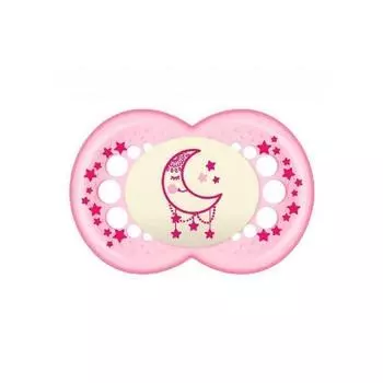 Соска-пустышка Mam Baby Original Night 6, силиконовая, розовая