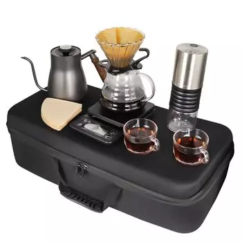 SOTECH Outdoor Coffee Hand Brew Set Перезаряжаемая кофемолка для кофейных зерен Портативная дорожная сумка для кофеварки 850 мл Простая эксплуатация Идеально подходит для пикника на открытом воздухе