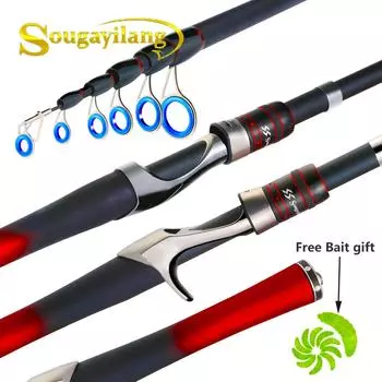 SOUGAYILANG Дорожные удочки 1,6 м, спиннинговая удочка для литья, портативная удочка, телескопическая удочка для карпа, окуня, форели Casting1.6M