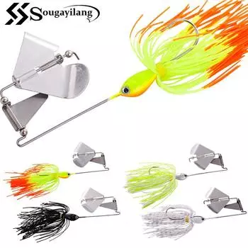 Sougayilang Рыболовная приманка Свинцовая головка Рыболовная приманка Buzz Bait Металлическая ложка Опора Спиннербейт Рыболовная приманка жёлтый