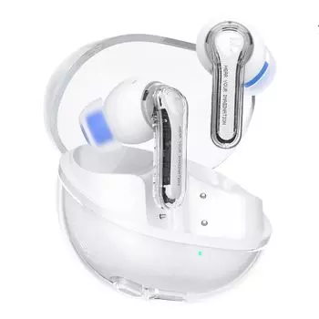 SOUNDPEATS Clear Wireless Bluetooth Stylish Transparent Up to 40 Hours Game ENC Call Noise Dedicated App Touch Canal Type Comfortable to Transparent